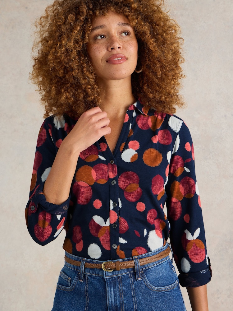 White Stuff Purple Annie Jersey 100% Cotton Shirt - Image 1 of 6