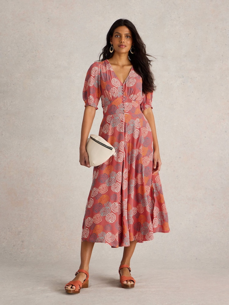 White Stuff Pink Hazel Bias Cut Dress - Image 1 of 6