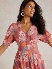 White Stuff Pink Hazel Bias Cut Dress - Image 3 of 6