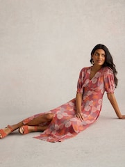 White Stuff Pink Hazel Bias Cut Dress - Image 4 of 6