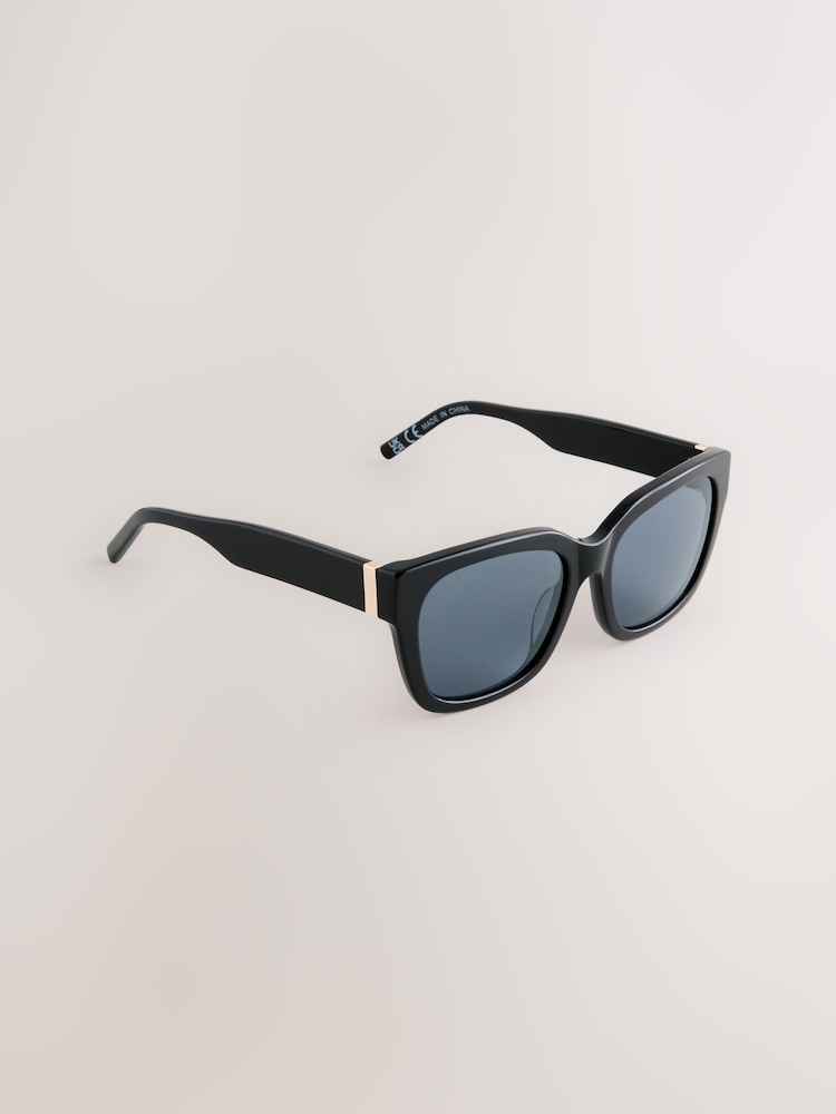 Noir - Lunettes de soleil carrées en acétate - Image 3 of 6