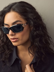 Black Arm Detail Square Sunglasses - Image 1 of 6