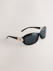 Black Arm Detail Square Sunglasses - Image 3 of 6