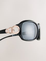 Black Arm Detail Square Sunglasses - Image 5 of 6