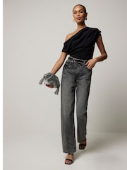 River Island Black Drape Shoulder Top - Image 2 of 4