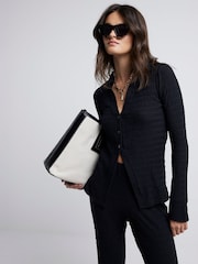 River Island Black Textured Shirt - Image 1 of 4