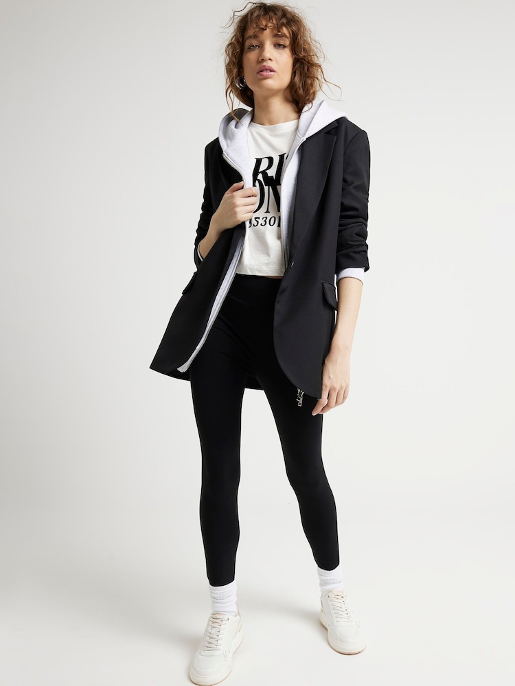 River Island Black High Rise 100% Cotton Leggings 2 Pack - Image 2 of 4