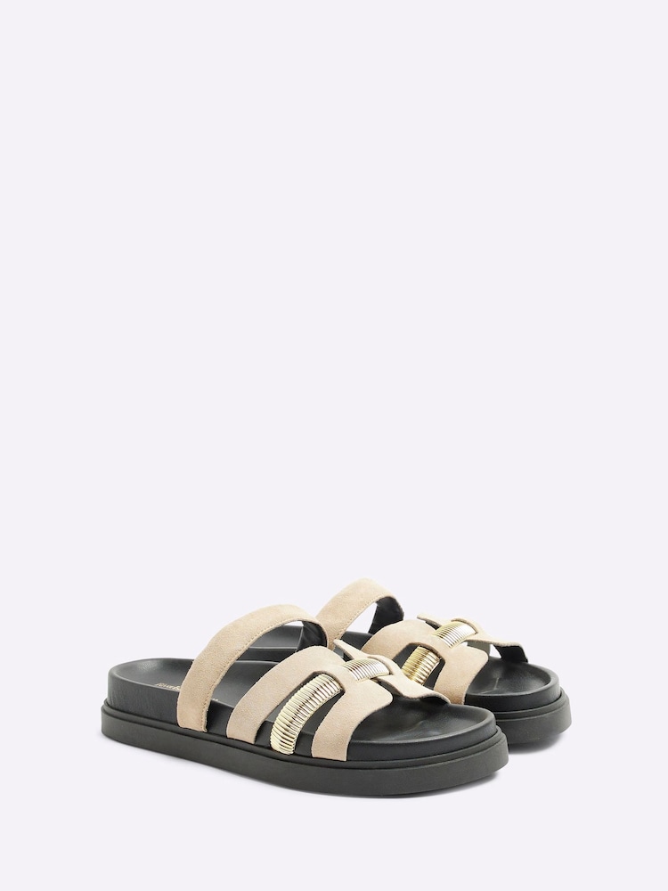 River Island Brown Cut-Out Footbed Sandals - Image 5 of 5
