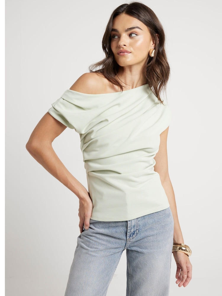 River Island White Drape Shoulder Top - Image 1 of 4