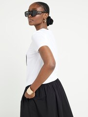 River Island White 100% Cotton Hat Appliqué Graphic T-Shirt - Image 3 of 4