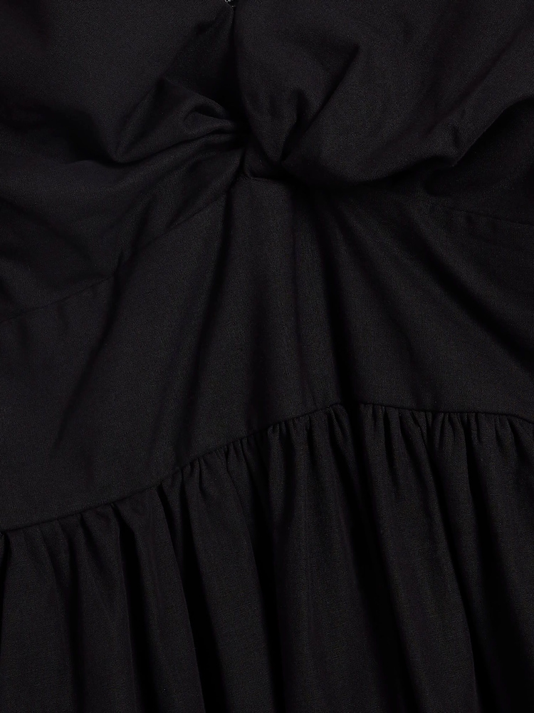 River Island Black 100% Cotton Twist Front Skater Midi Dress - Image 4 of 4