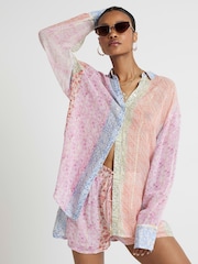 River Island Blue Floral Print Pull On Shorts - Image 1 of 4