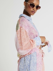 River Island Blue Floral Print Pull On Shorts - Image 3 of 4