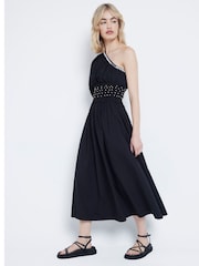 River Island Black One Shoulder Beaded Midi Dress - Image 2 of 5