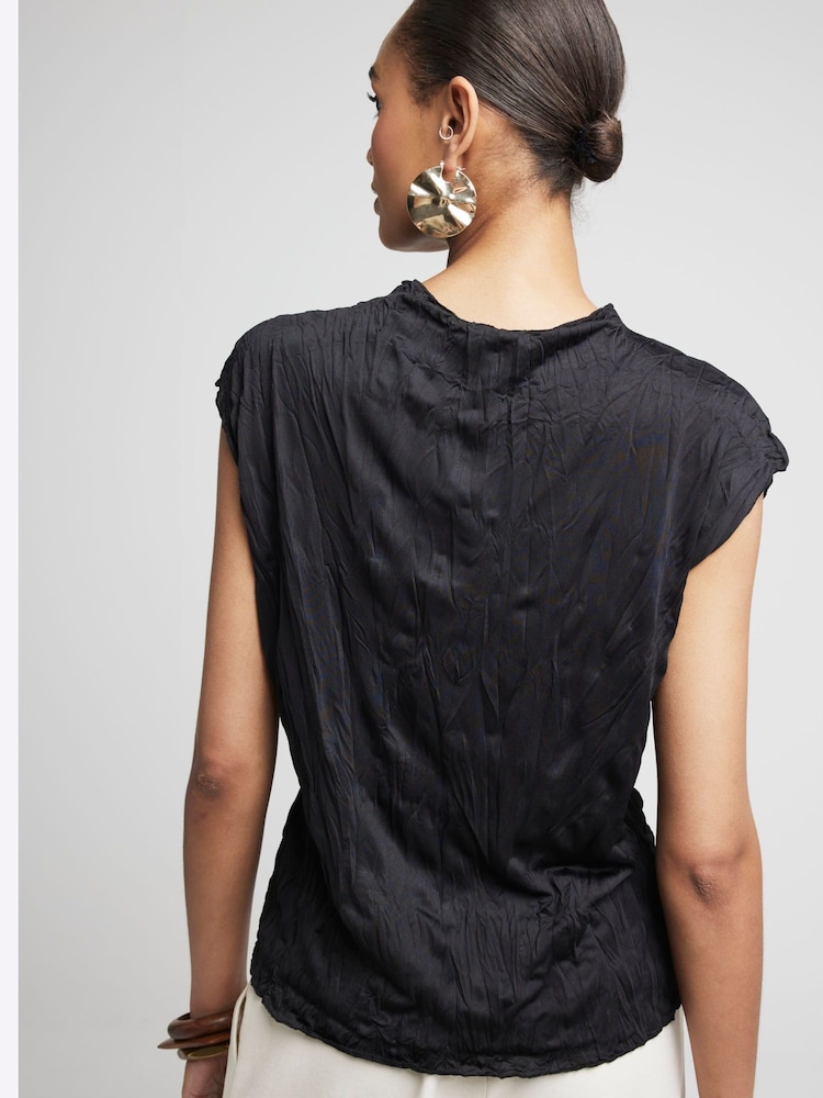 River Island Black Crinkle Textured  Top - Image 2 of 4