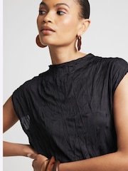 River Island Black Crinkle Textured  Top - Image 3 of 4