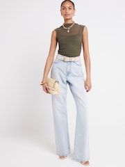 River Island Green High Neck Mesh Top - Image 1 of 7
