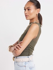 River Island Green High Neck Mesh Top - Image 3 of 7
