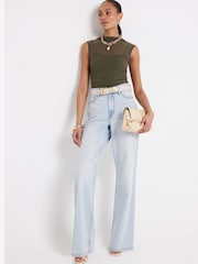 River Island Green High Neck Mesh Top - Image 4 of 7