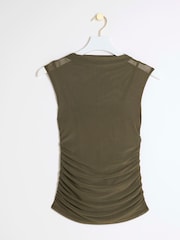 River Island Green High Neck Mesh Top - Image 6 of 7