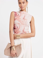 River Island Brown High Neck Mesh Top - Image 2 of 7