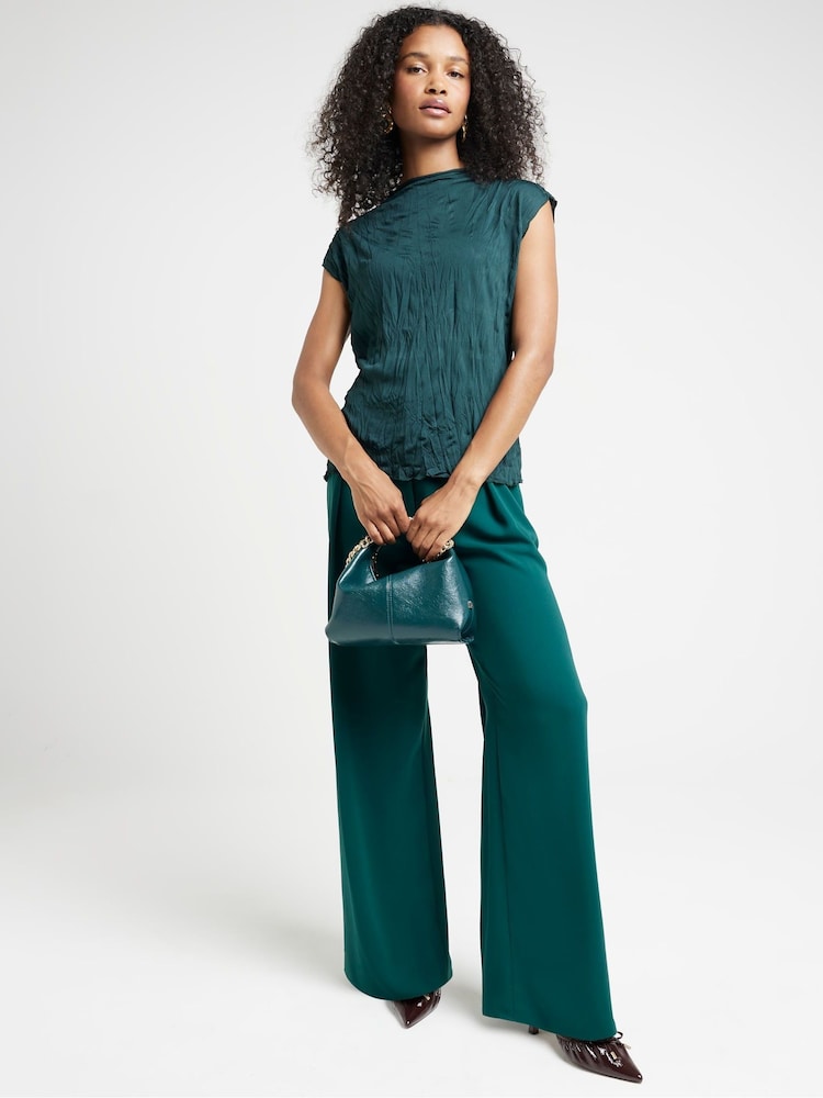 River Island Green Crinkle Textured  Top - Image 1 of 4