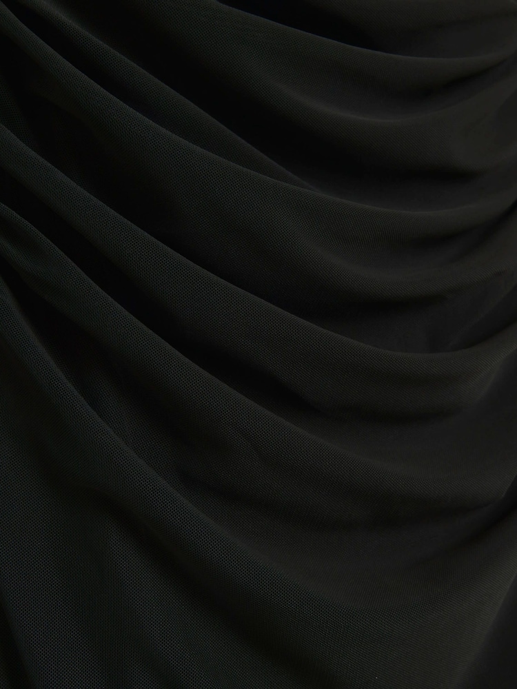 River Island Black Bardot Mesh Midi Dress - Image 4 of 4