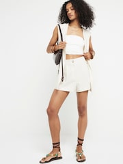 River Island Cream 100% Linen Shorts - Image 1 of 4