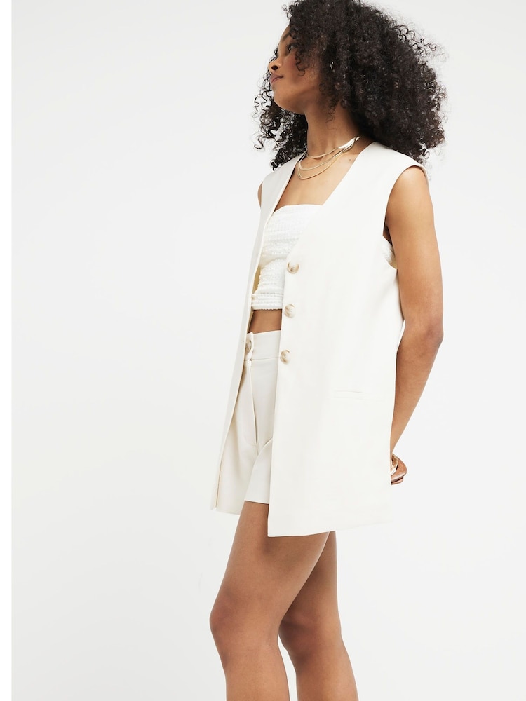 River Island Cream 100% Linen Shorts - Image 2 of 4