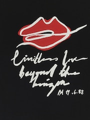 River Island Black 100% Cotton Lip Graphic T-Shirt - Image 4 of 4