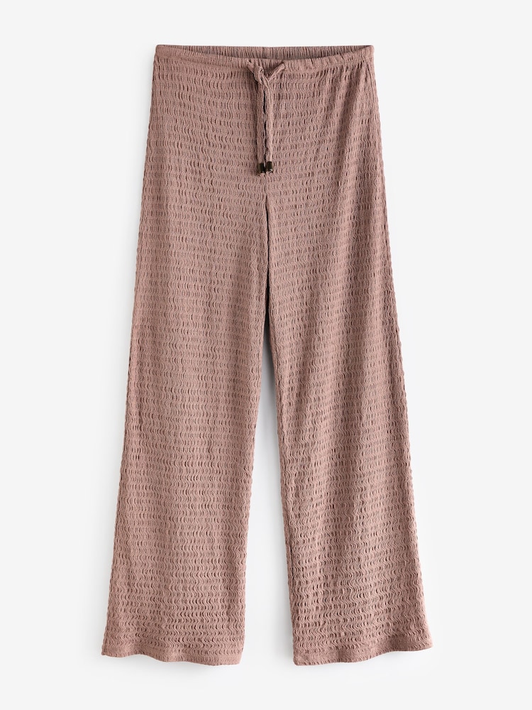 River Island Brown Textured Wide Leg Trousers - Image 1 of 1