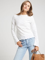 River Island Cream Textured Scoop Neck Top - Image 1 of 4