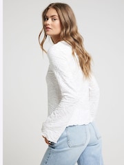 River Island Cream Textured Scoop Neck Top - Image 2 of 4