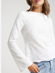 River Island Cream Textured Scoop Neck Top - Image 3 of 4