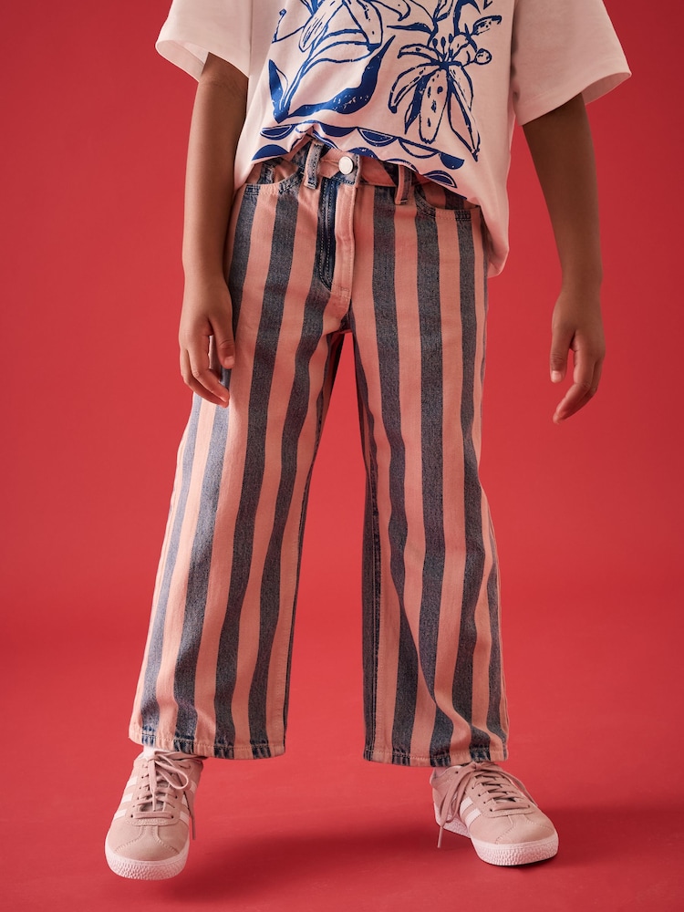 Pink and Denim Stripe Wide Leg Jeans (3-16yrs) - Image 1 of 7