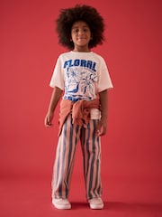 Pink and Denim Stripe Wide Leg Jeans (3-16yrs) - Image 2 of 7