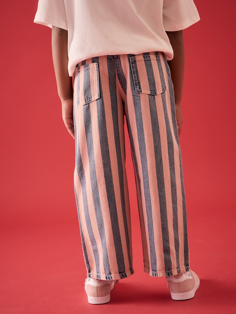 Pink and Denim Stripe Wide Leg Jeans (3-16yrs) - Image 3 of 7
