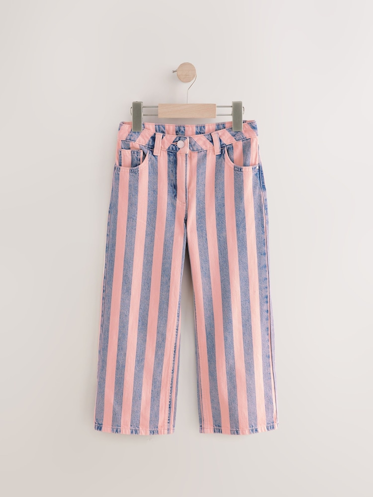 Pink and Denim Stripe Wide Leg Jeans (3-16yrs) - Image 4 of 7