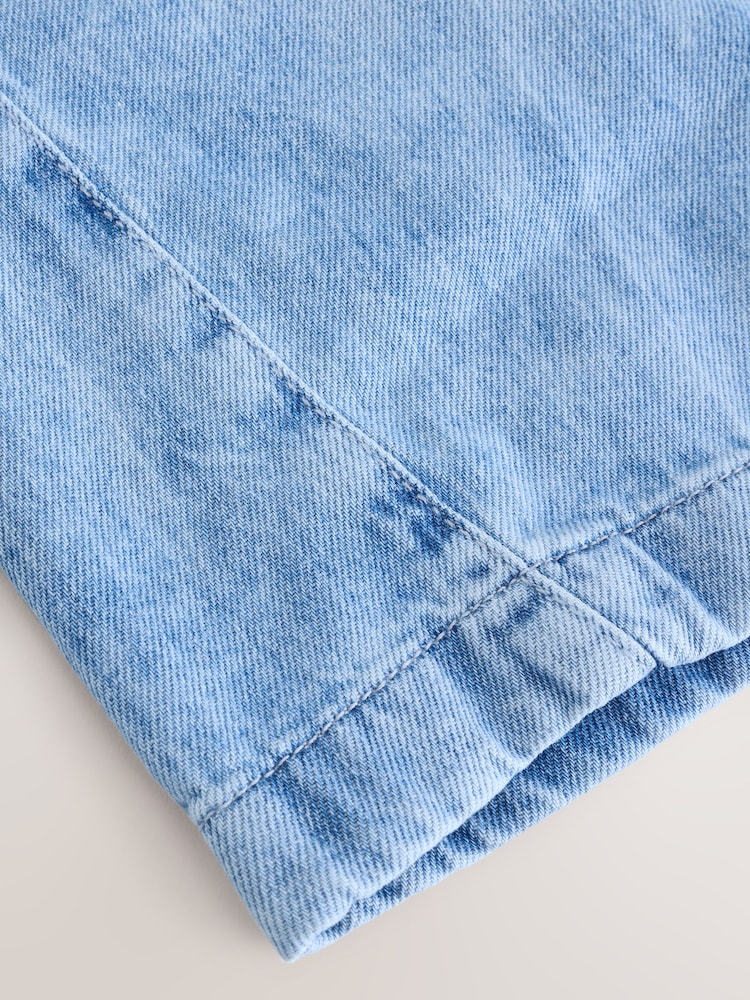 Mid modra Denim - 100% Cotton Pullon v širokem kroju; s širokimi hlačnicami kavbojke (3-16leto) - Slika 7 iz 7