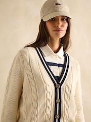 Кремовый - Joules Хлопковый вязаный кардиган Centre Court - Изображение 6 из 8