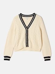 Кремовый - Joules Хлопковый вязаный кардиган Centre Court - Изображение 8 из 8