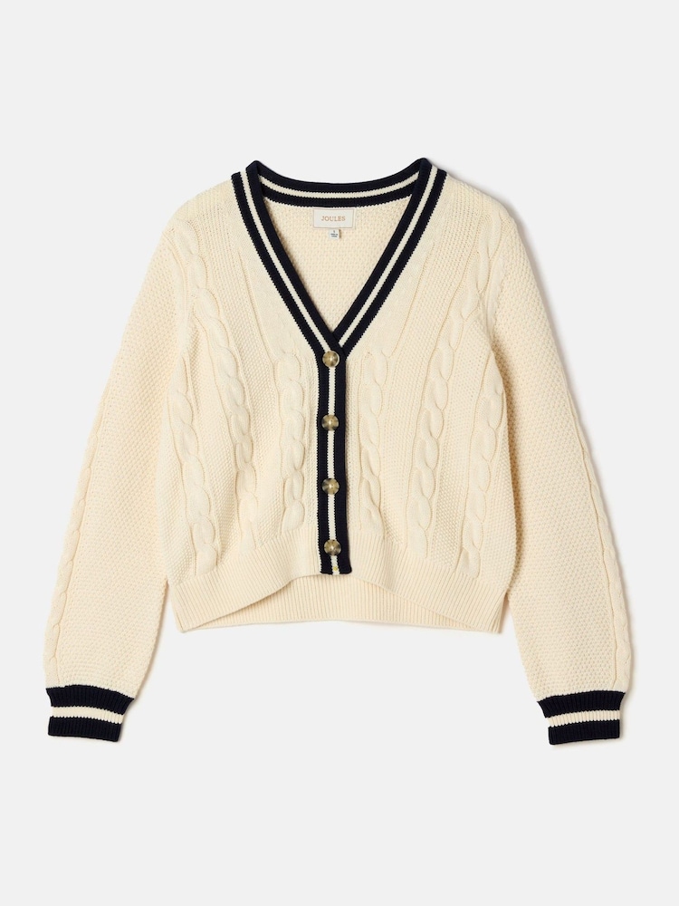 Creme - Joules Centre Court Cotton Cable Knit Cardigan - Bild 8 von 8 Creme - Joules Centre Court Cotton Cable Knit Cardigan - Bild 8 von 8