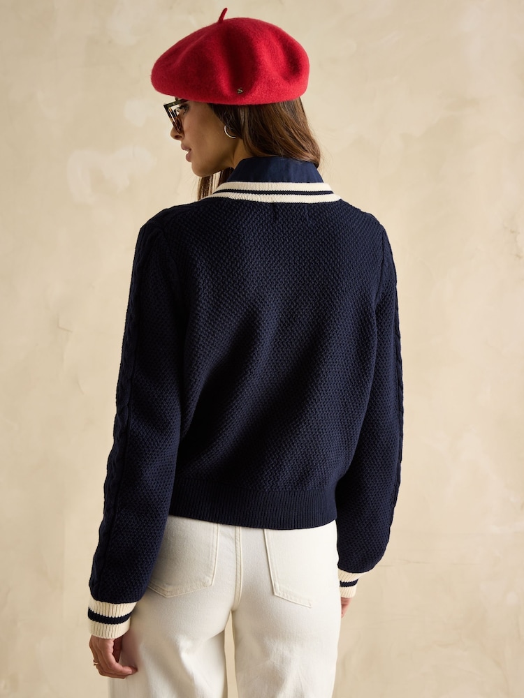 Joules Centre Court Cotton Cable Knit Cardigan - Imagen 2 de 7 Joules Centre Court Cotton Cable Knit Cardigan - Imagen 2 de 7