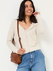 FatFace Lucia Ivory V-Neck Knitted Cardigan - Image 1 of 9