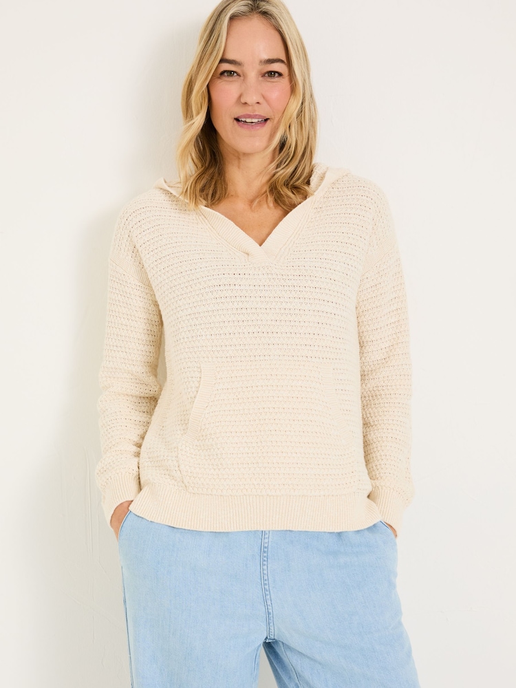 FatFace Sutton Light Natural Textured Knitted Hoodie - Image 1 of 6
