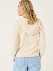 FatFace Sutton Light Natural Textured Knitted Hoodie - Image 2 of 6