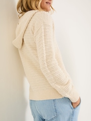 FatFace Sutton Light Natural Textured Knitted Hoodie - Image 4 of 6