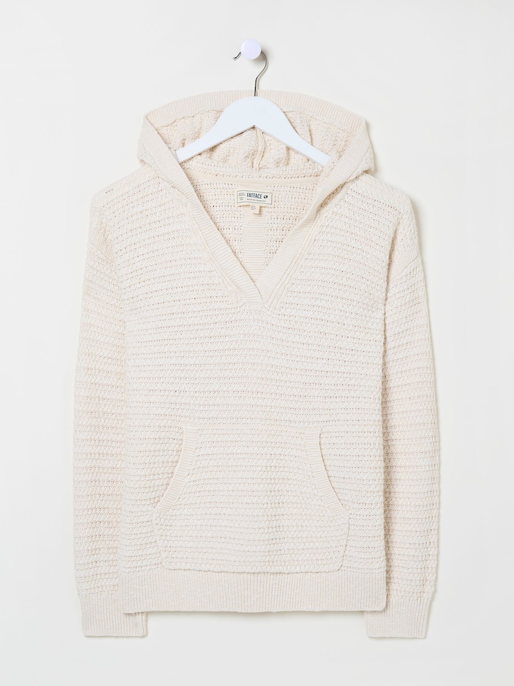 FatFace Sutton Light Natural Textured Knitted Hoodie - Image 6 of 6