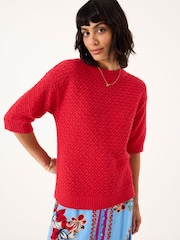 FatFace Maysie Red Knitted T-Shirt - Image 1 of 6