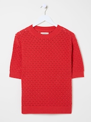 FatFace Maysie Red Knitted T-Shirt - Image 6 of 6